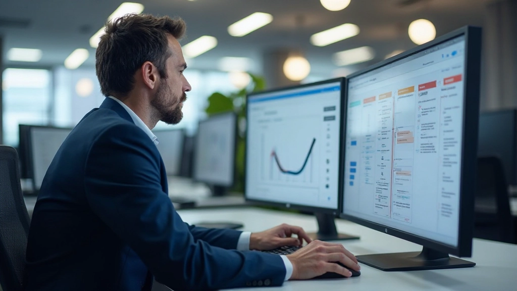 Процесс автоматизации рабочих процессов на экране компьютера с диаграммами