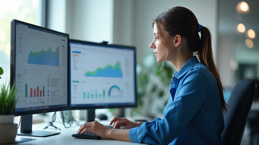 Профессиональная аналитика производительности на мониторе компьютера в современном офисе